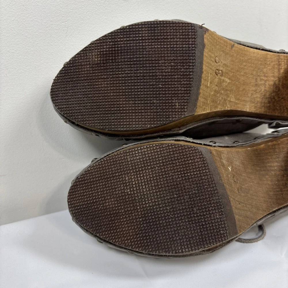 Sanita Womens Theodora Gray Leather Lace Up Studded Distressed Shoes Sz 39 Retro